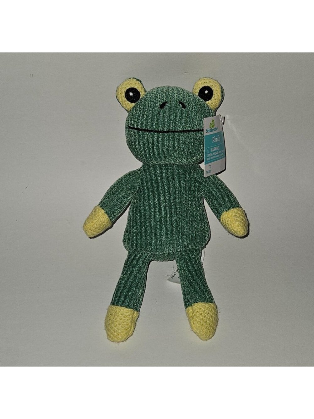 Frog Knit Plush Green Yellow 10" Stuffed Animal Way To Celebrate Easter w/TAG